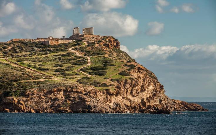 Blue & White Maisonette Over The Sea Near Sounio Kap Kap Sounion Exterior foto